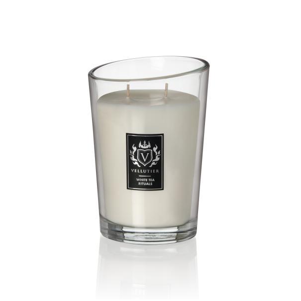 Duża świeca zapachowa White Tea Rituals VELLUTIER bez przykrywki